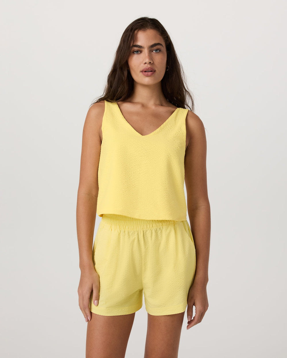 Vuori Villa Textured Crop Tank Sunlight