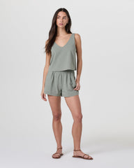 Vuori Villa Textured Crop Tank Laurel