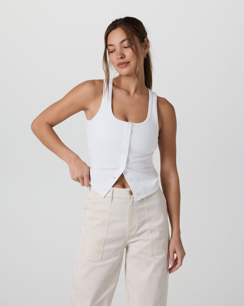 Vuori Pose Cardigan Tank White