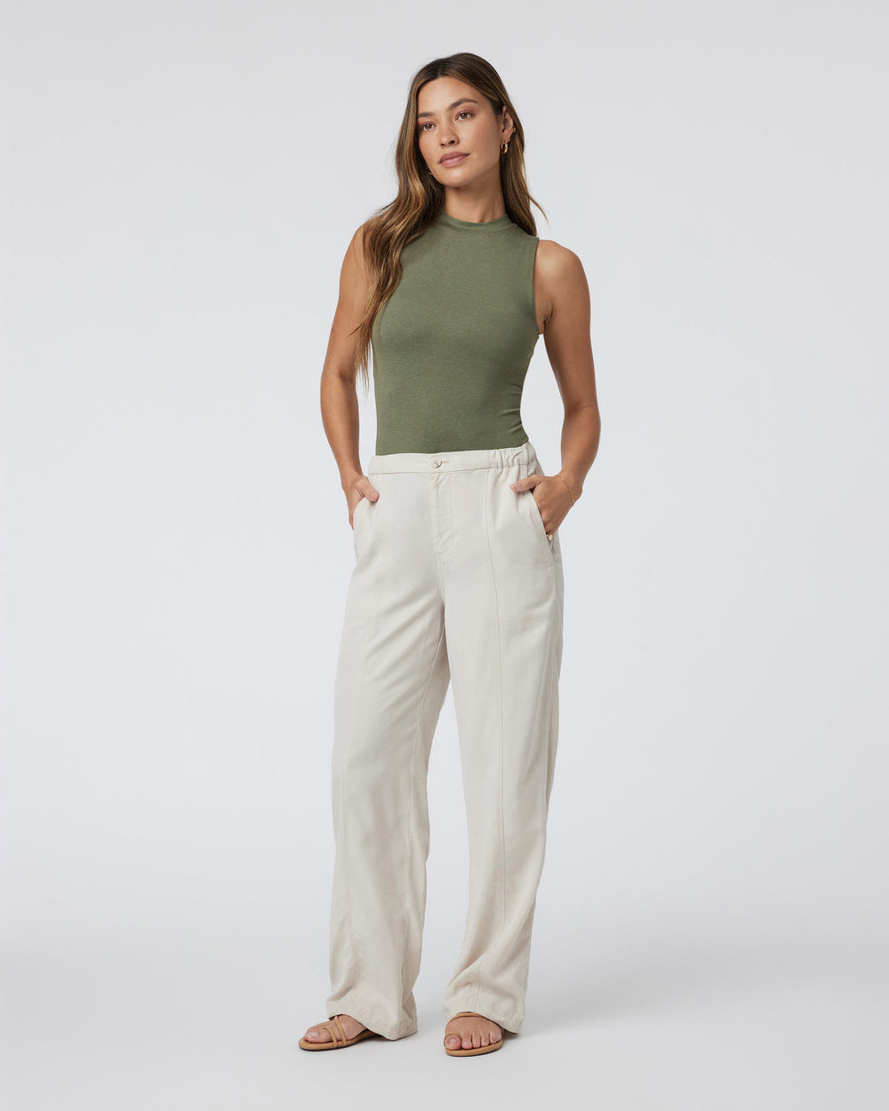 Vuori Halo Mock Bodysuit Dark Metal Sleeveless Bodysuit