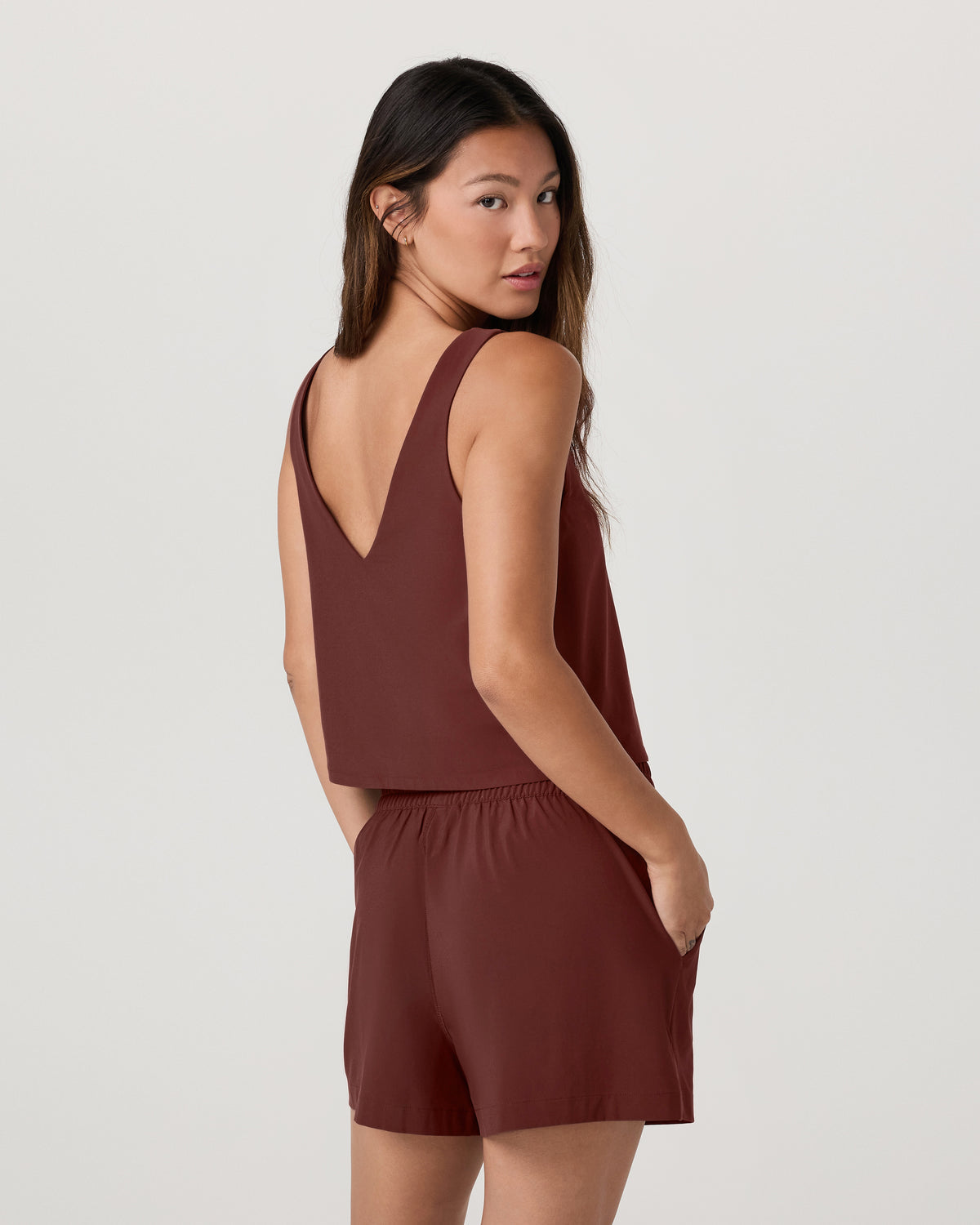 Vuori SL Villa Cropped Tank Women's Burnt Sienna Tank Top