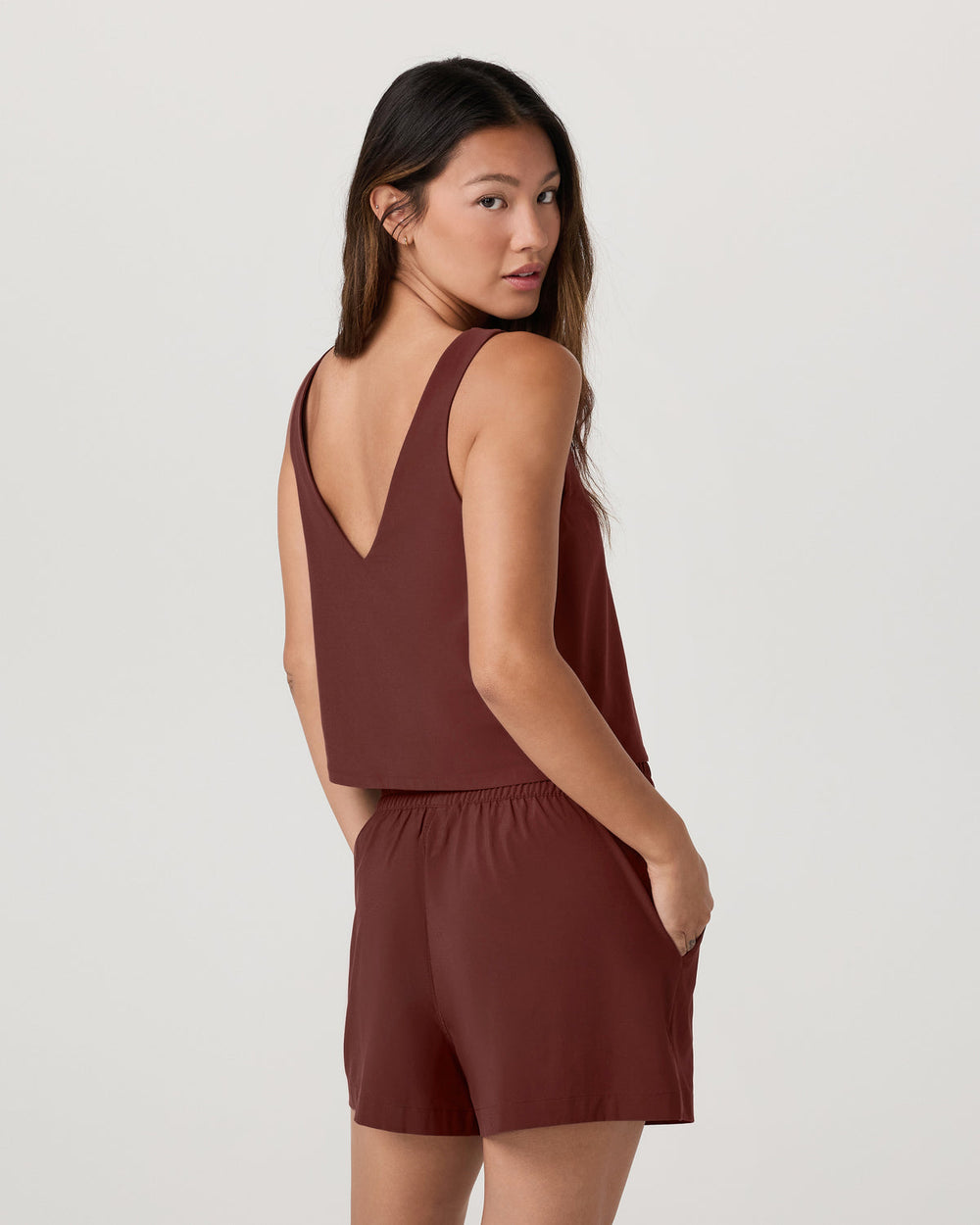 Vuori SL Villa Cropped Tank Women's Burnt Sienna Tank Top