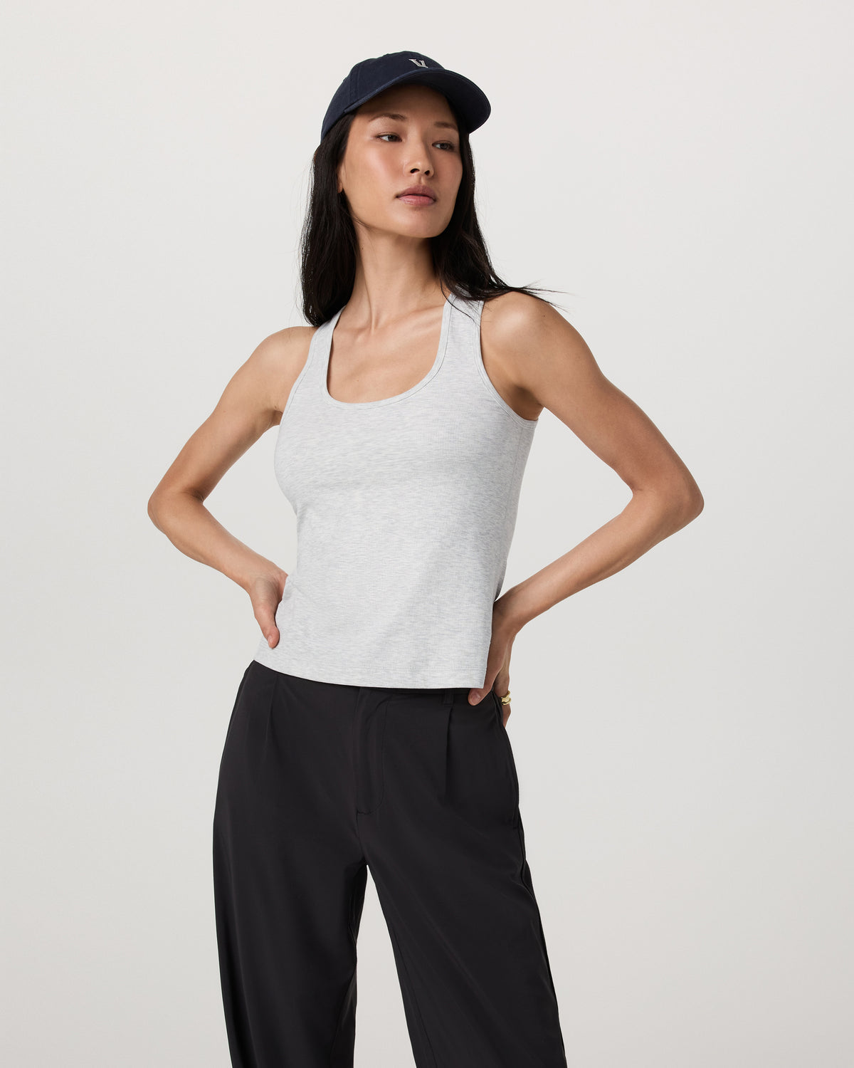 Vuori Pose Layering Tank Women's White Heather Grey Tank Top