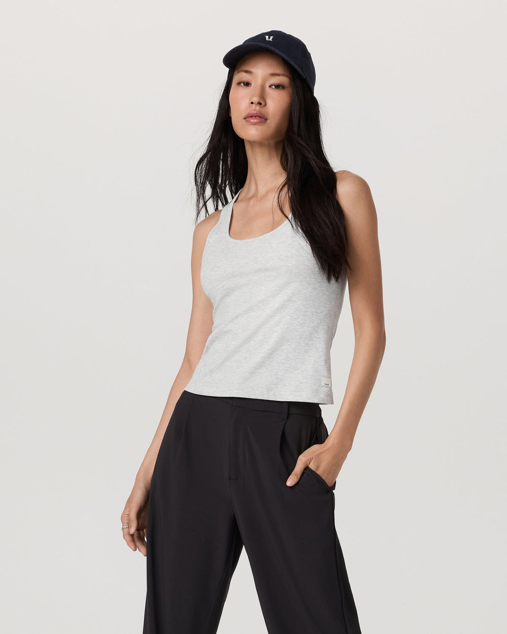 Vuori Pose Layering Tank Women's White Heather Grey Tank Top