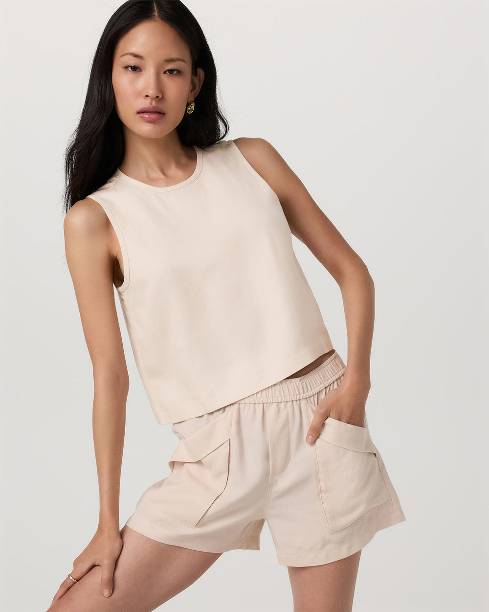 Vuori Trestles Twill Crop Tank Women's Sand Dollar Tank Top