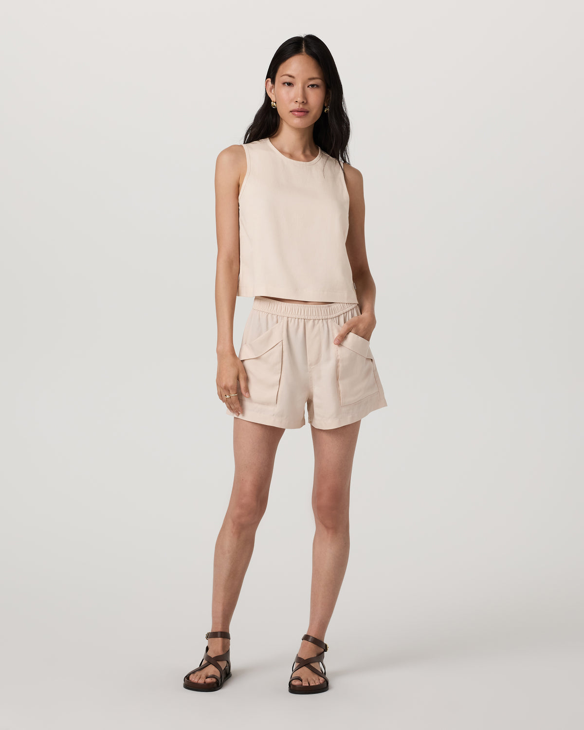 Vuori Trestles Twill Crop Tank Women's Sand Dollar Tank Top