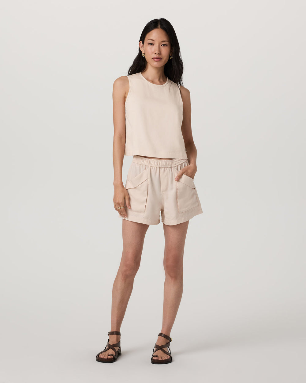 Vuori Trestles Twill Crop Tank Women's Sand Dollar Tank Top