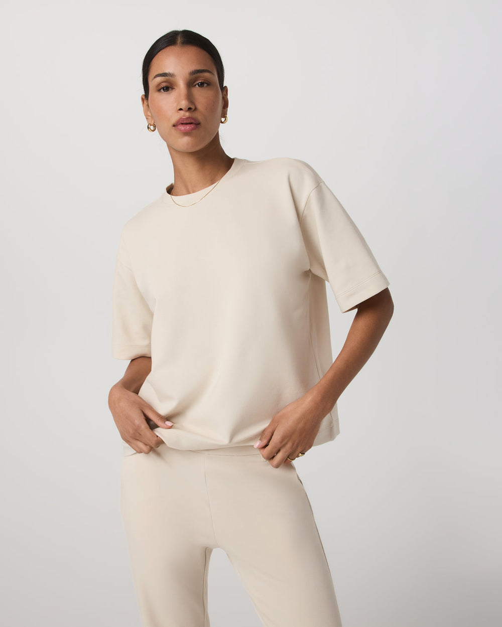 Vuori Short Sleeve Maven Oversized Tee Women's Bone Tee Shirt