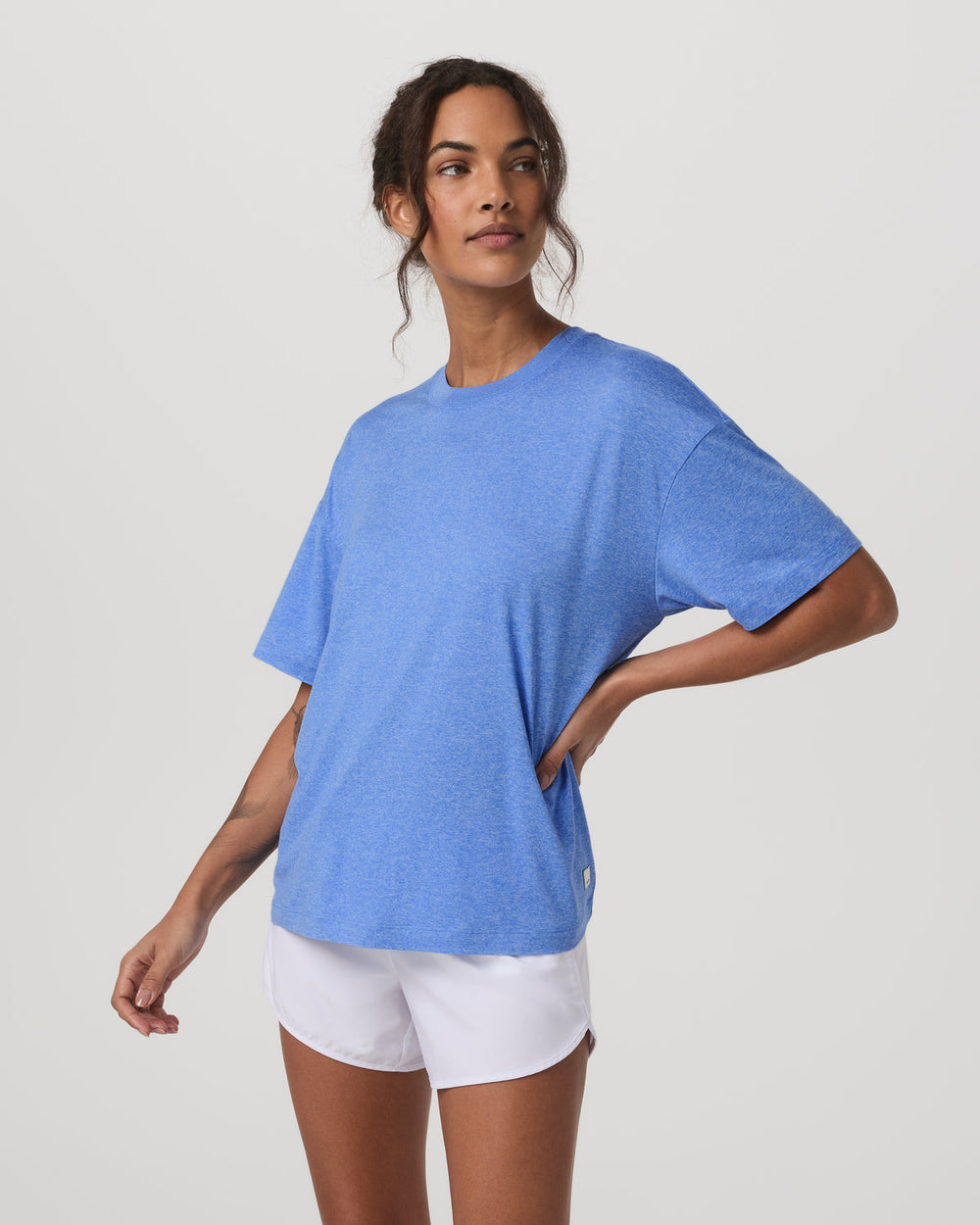 Vuori Energy Tee Long Women's Riviera Blue Heather Tee Shirt