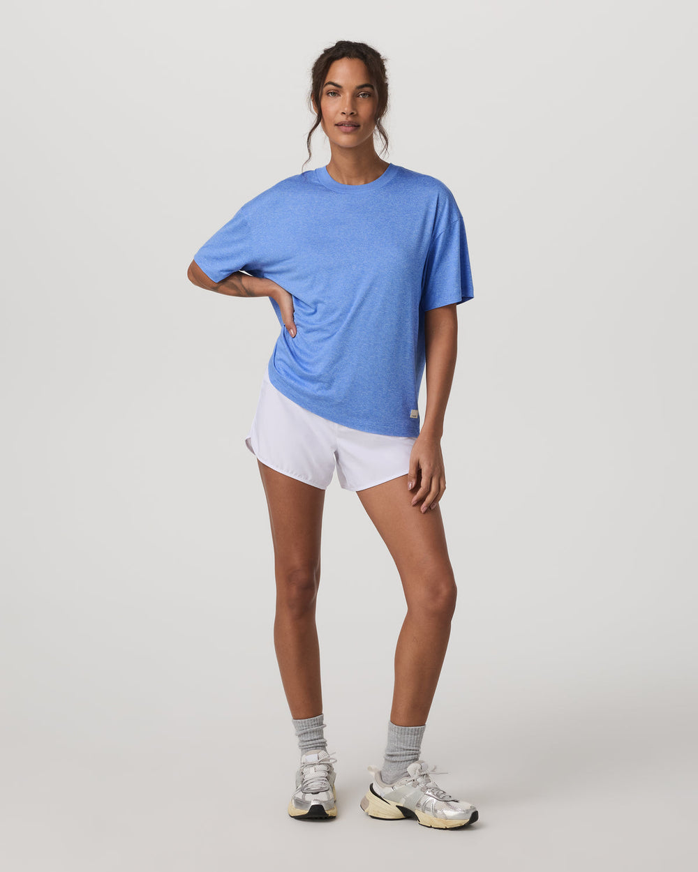 Vuori Energy Tee Long Women's Riviera Blue Heather Tee Shirt