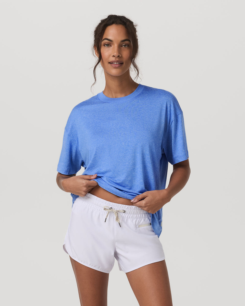 Vuori Energy Tee Long Women's Riviera Blue Heather Tee Shirt