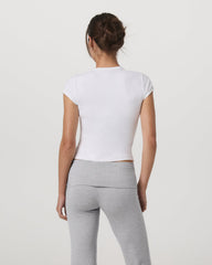 Vuori Halo Baby Tee Women's White Fitted Crewneck Tee Shirt