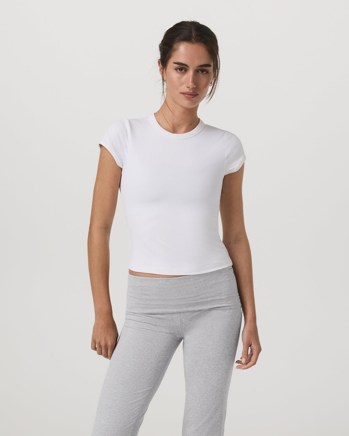 Vuori Halo Baby Tee Women's White Fitted Crewneck Tee Shirt