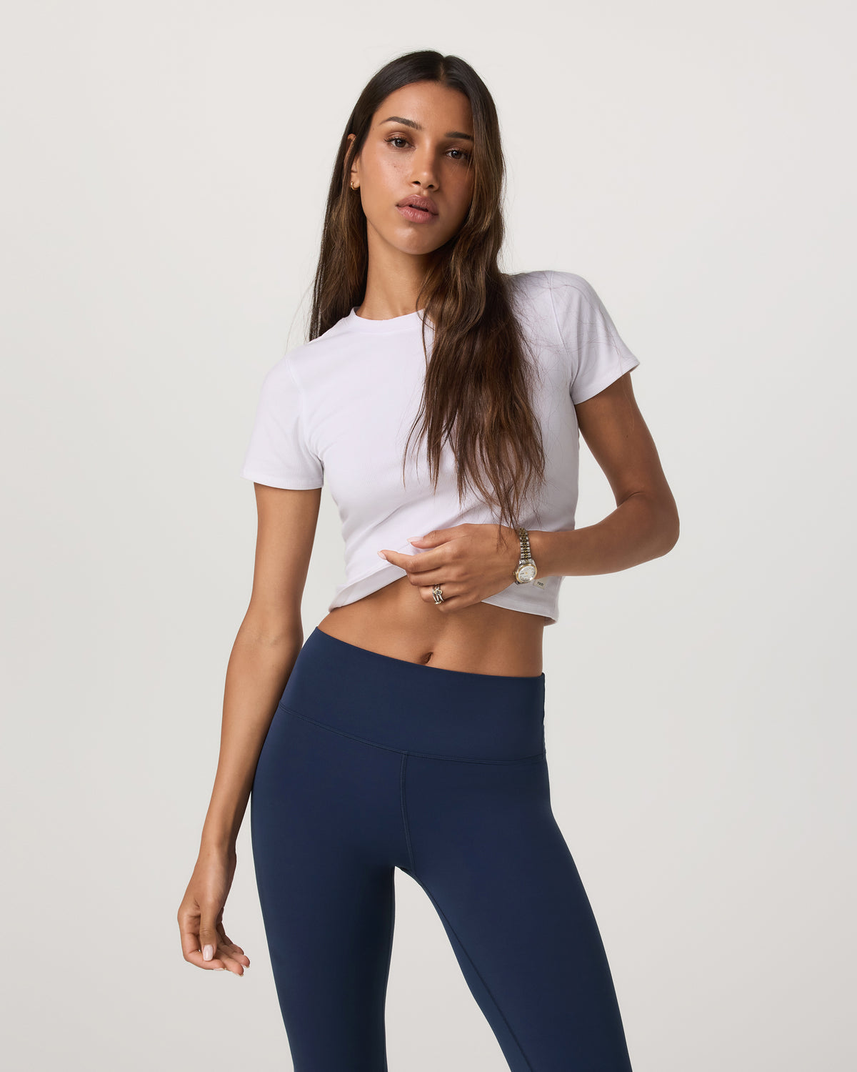 Vuori Pose Fitted Tee White Rib Knit Tee Clothing