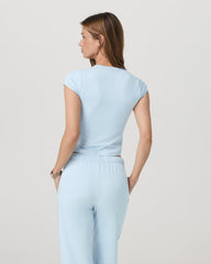 Vuori Halo Baby Tee Women's Soft Sky Heather Fitted Tee Shirt