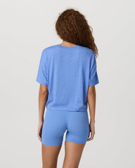 Vuori Energy Tee Women's Riviera Blue Heather Oversized Shirt