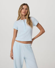 Vuori Short Sleeve Waffle Baby Tee Women's Soft Sky Tee Shirt