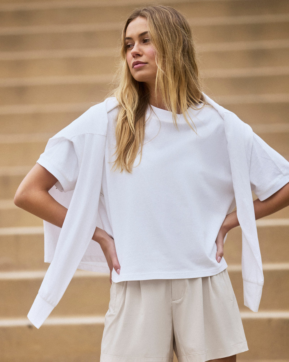 Vuori Short Sleeve Heavyweight Oversized Cotton Tee White