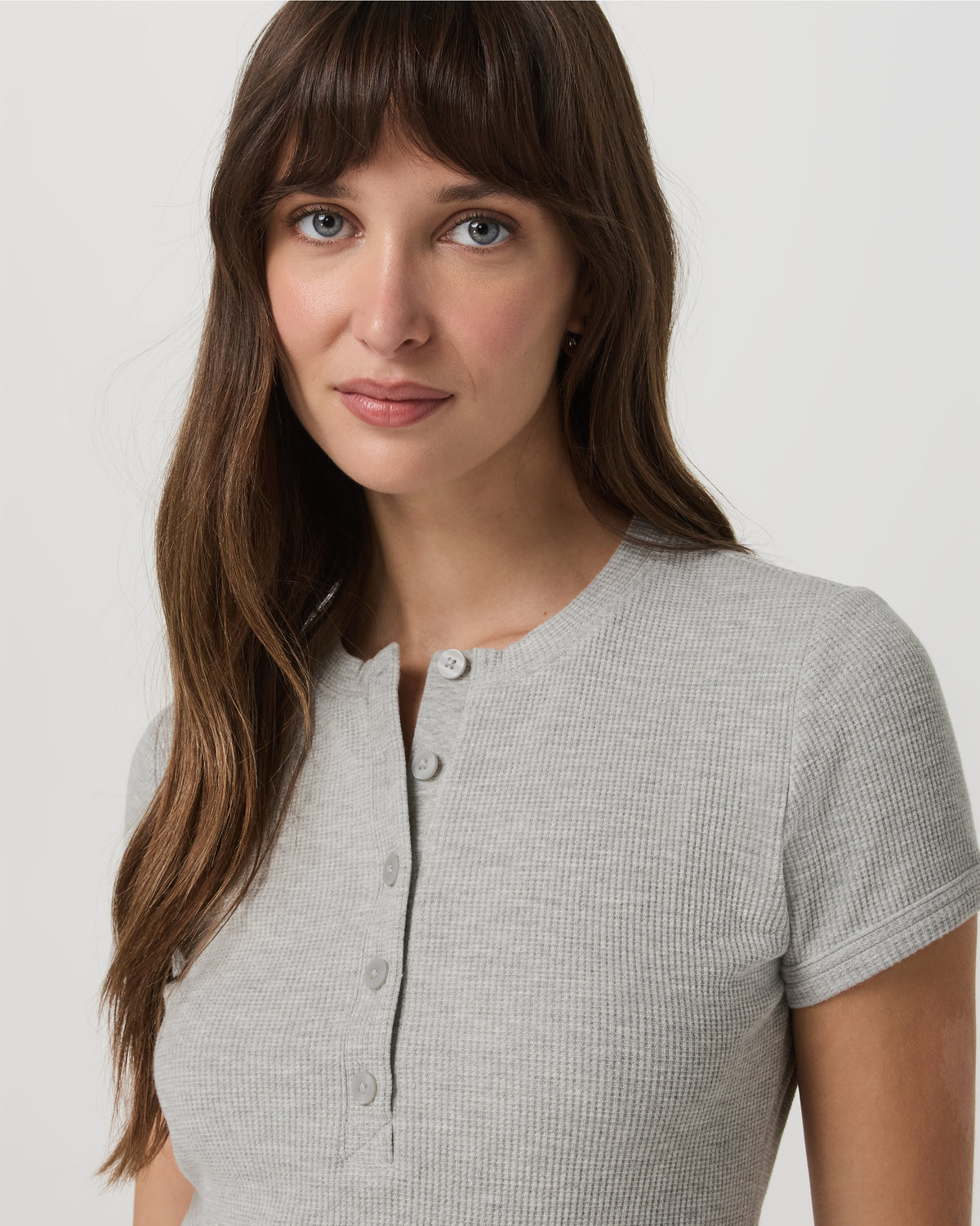 Vuori Women's Short Sleeve Waffle Baby Tee Light Heather Grey