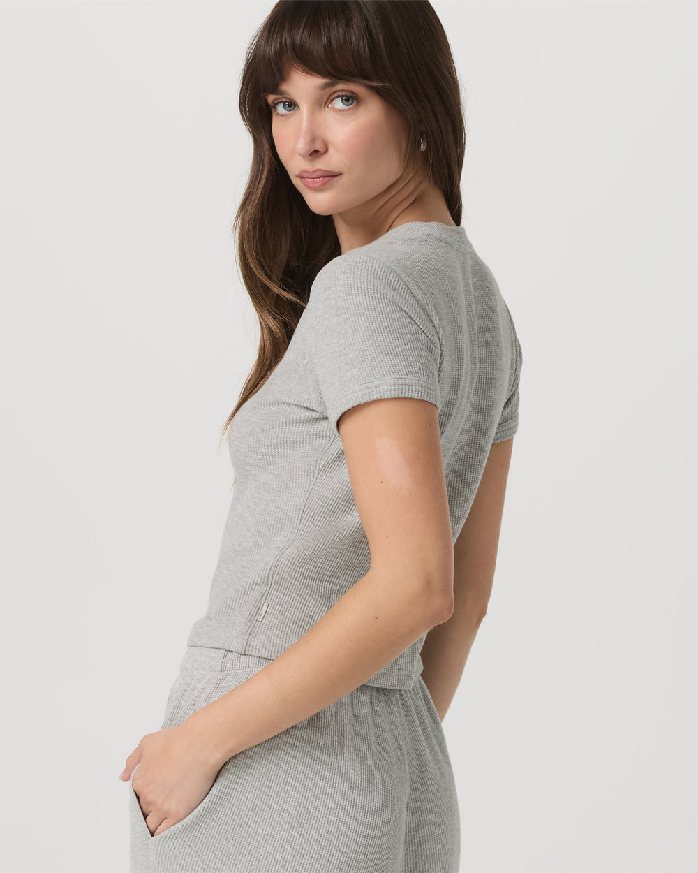 Vuori Women's Short Sleeve Waffle Baby Tee Light Heather Grey