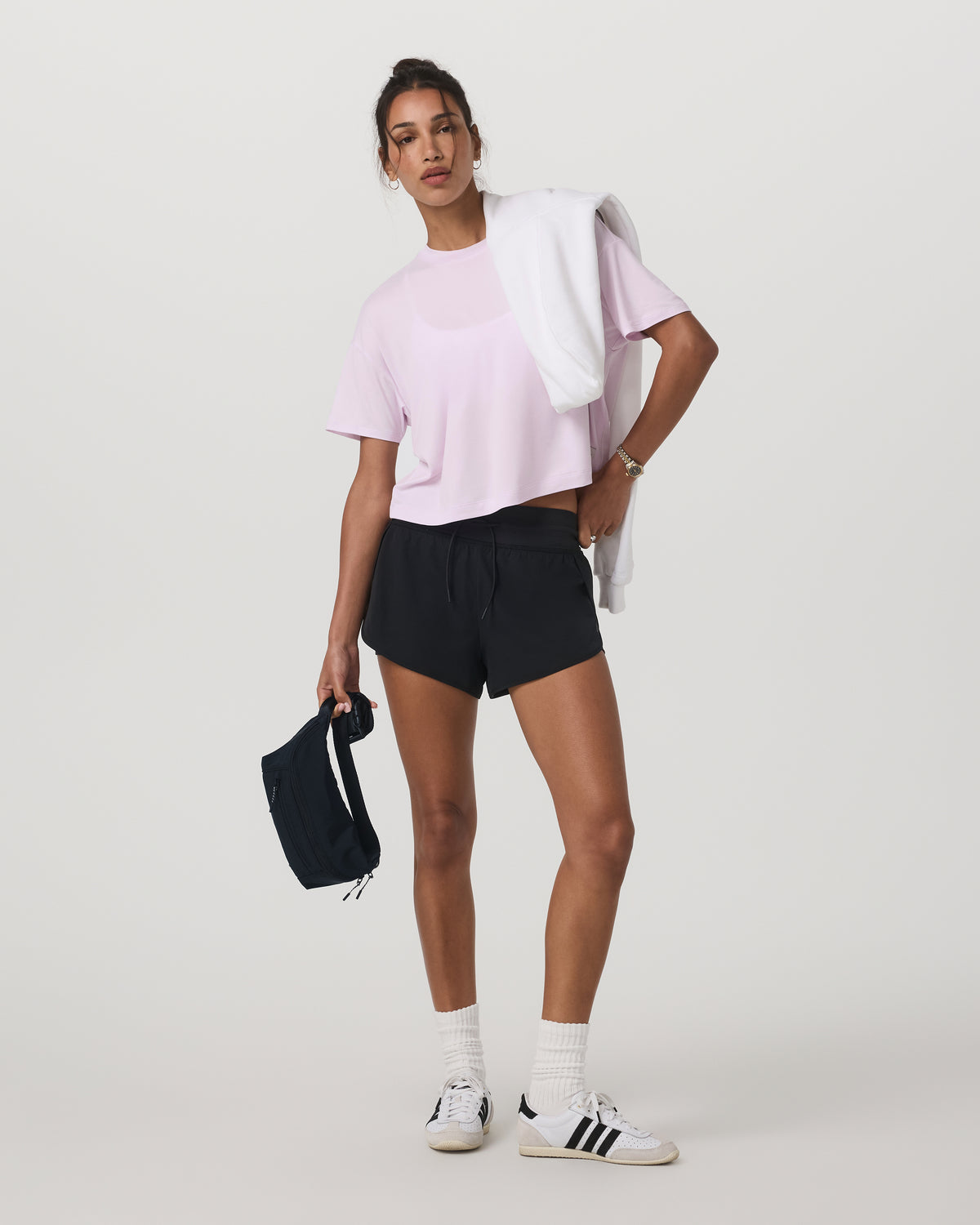Vuori Energy Tee Women's Lilac Breeze Heather Oversized Shirt