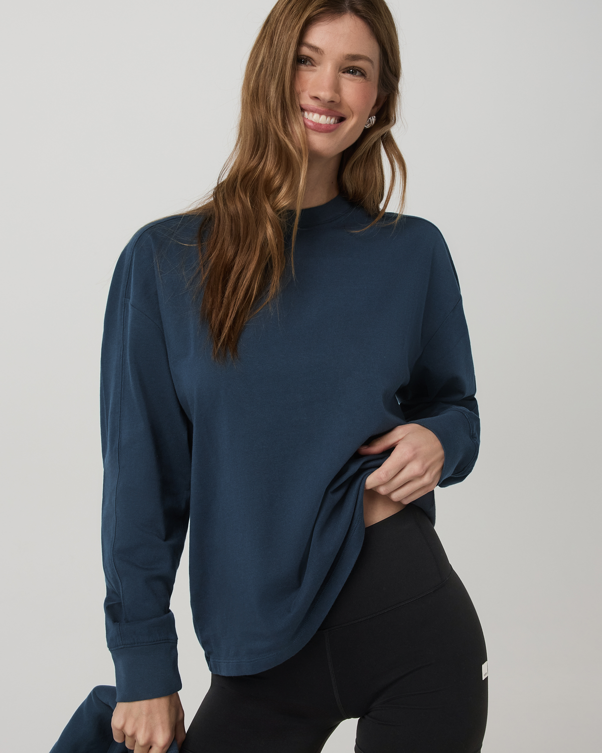 Vuori Long Sleeve Heavyweight Cotton Tee Ocean Blue Tee Shirt