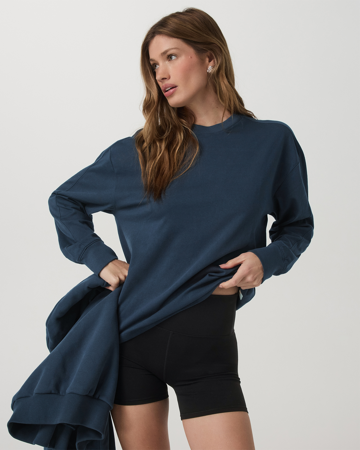 Vuori Long Sleeve Heavyweight Cotton Tee Ocean Blue Tee Shirt