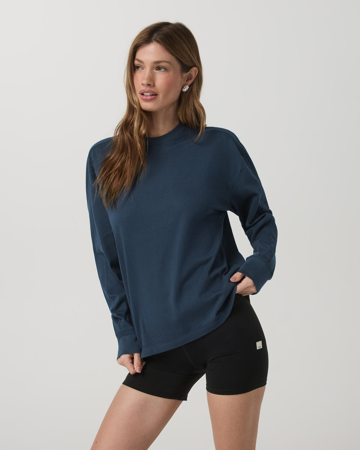 Vuori Long Sleeve Heavyweight Cotton Tee Ocean Blue Tee Shirt