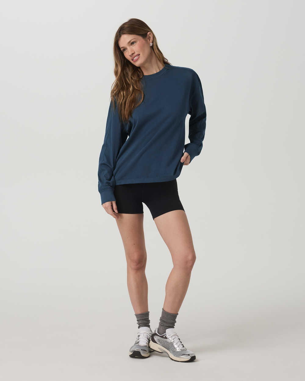Vuori Long Sleeve Heavyweight Cotton Tee Ocean Blue Tee Shirt