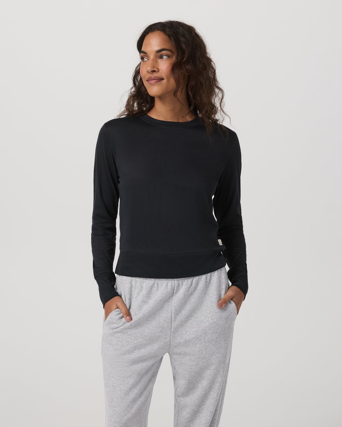 Vuori Daydream Crew Lightweight Black Long Sleeve Shirt
