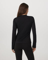 Vuori Women's Long Sleeve Halo Snap Cardigan Black Heather