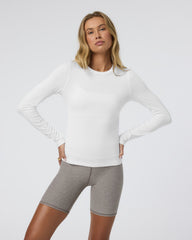 Vuori Long Sleeve Lux Crew Tee White