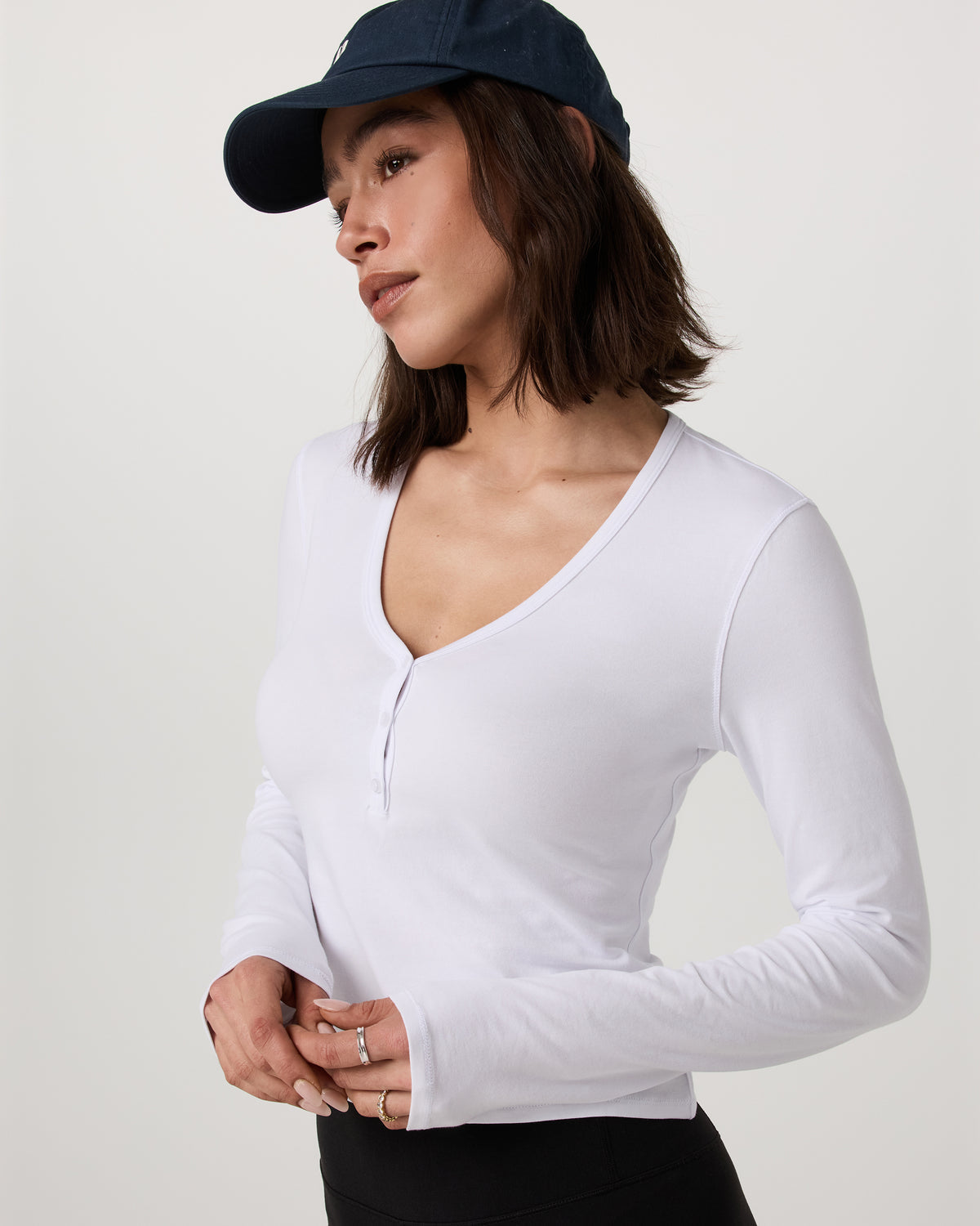 Vuori Long Sleeve Tuvalu Henley Women's White Shirt