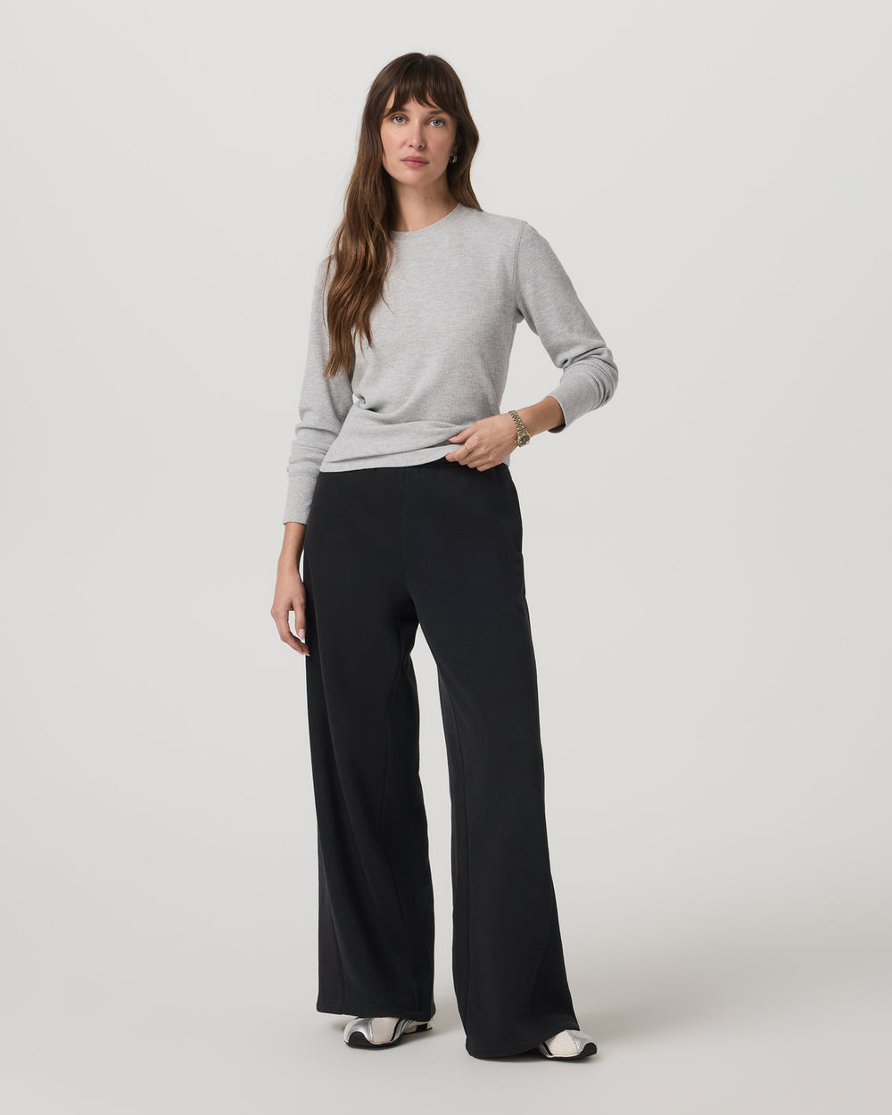 Vuori Long Sleeve Waffle Top Women's Light Heather Grey Tee