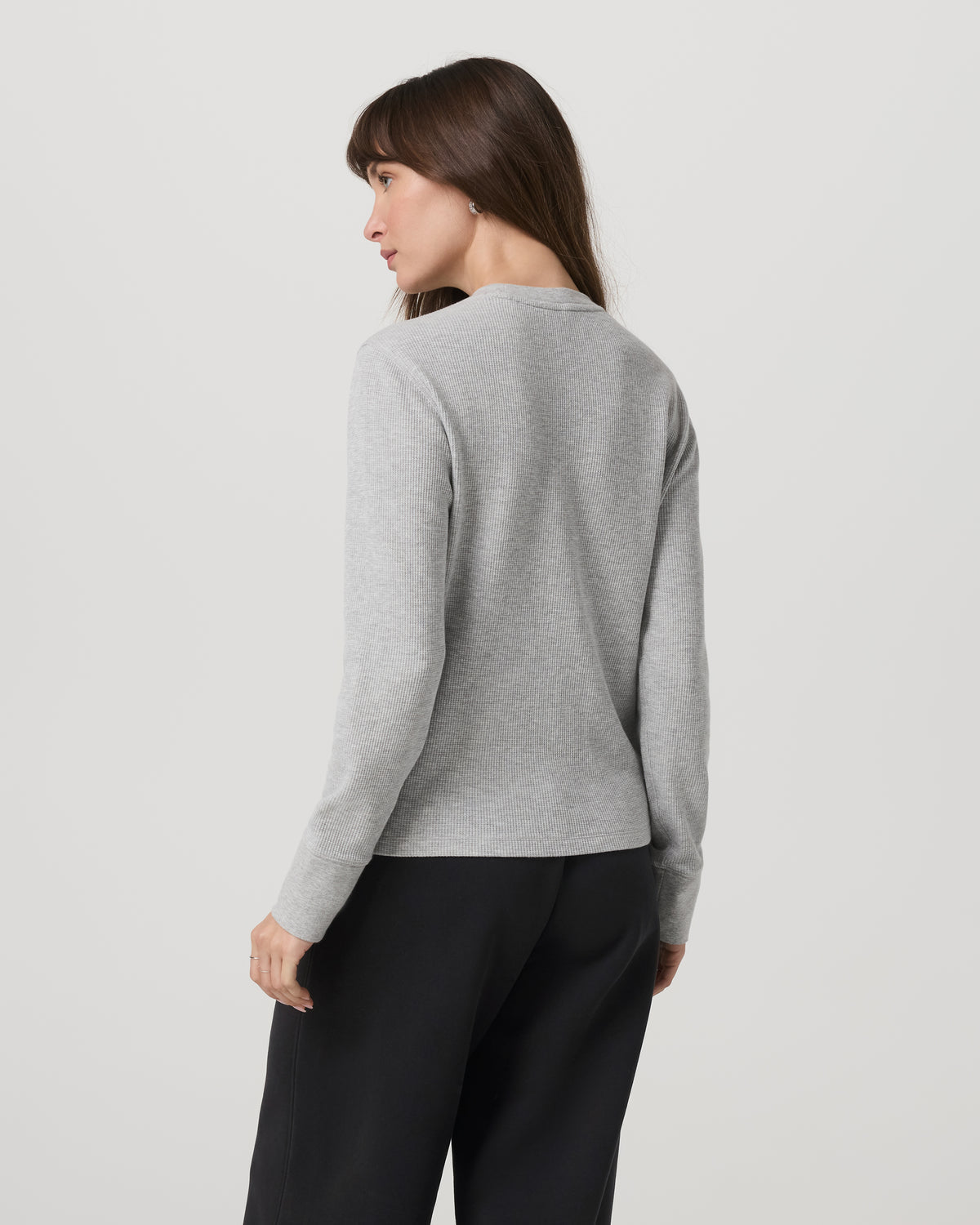 Vuori Long Sleeve Waffle Top Women's Light Heather Grey Tee