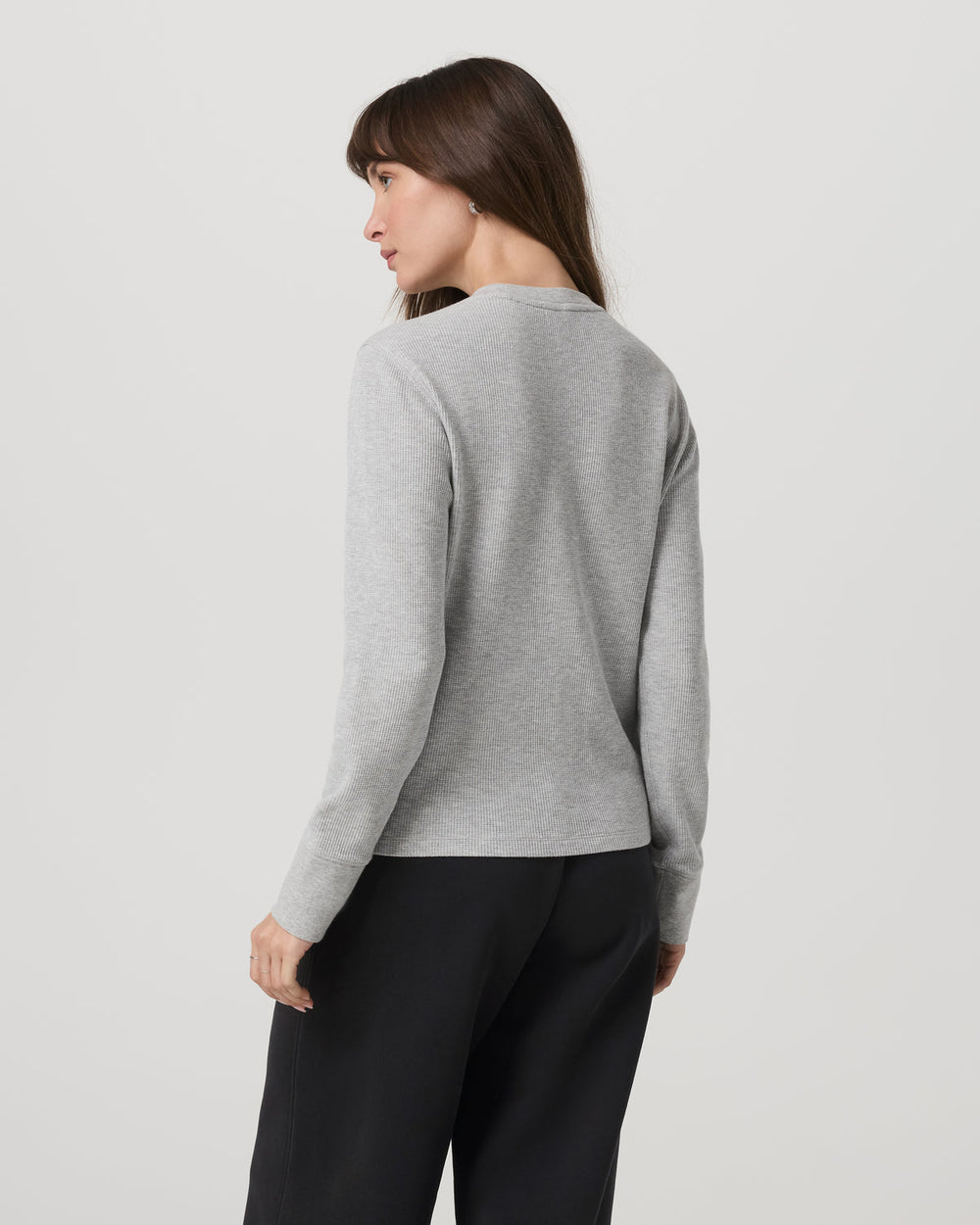 Vuori Long Sleeve Waffle Top Women's Light Heather Grey Tee