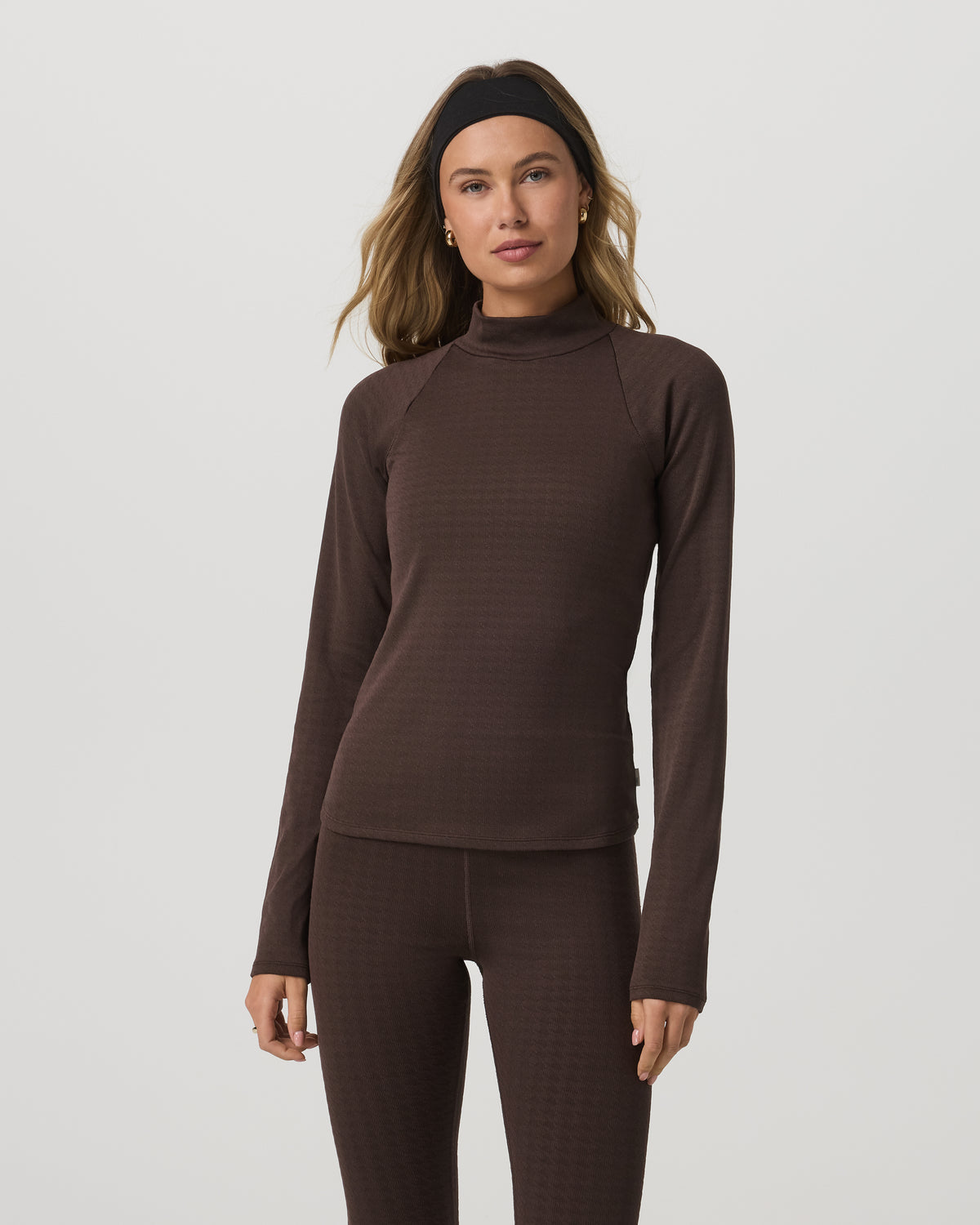 Vuori Long Sleeve Chilled Out Houndstooth Mock Java Houndstooth