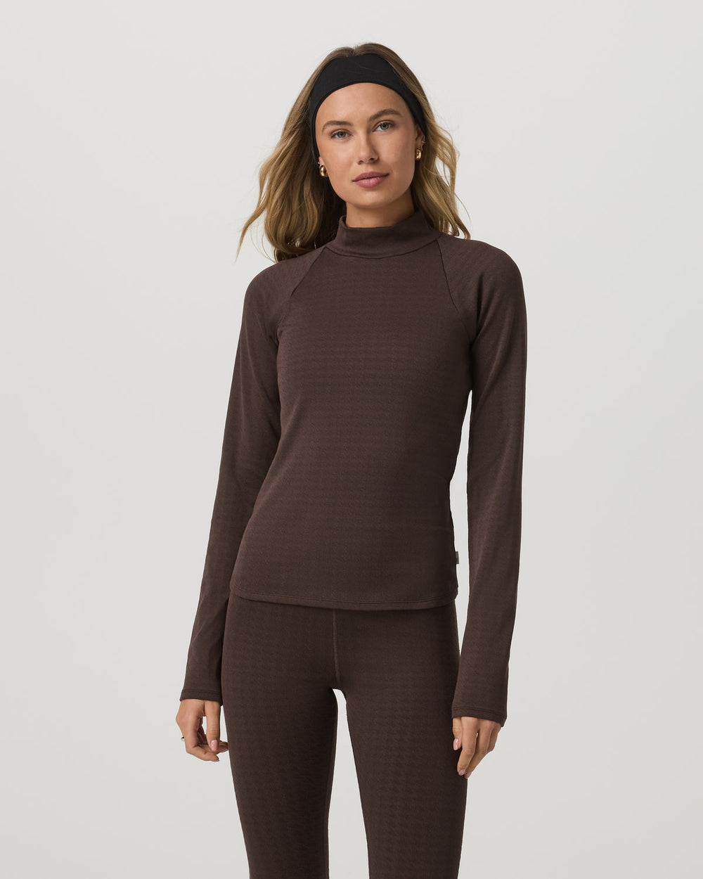 Vuori Long Sleeve Chilled Out Houndstooth Mock Java Houndstooth