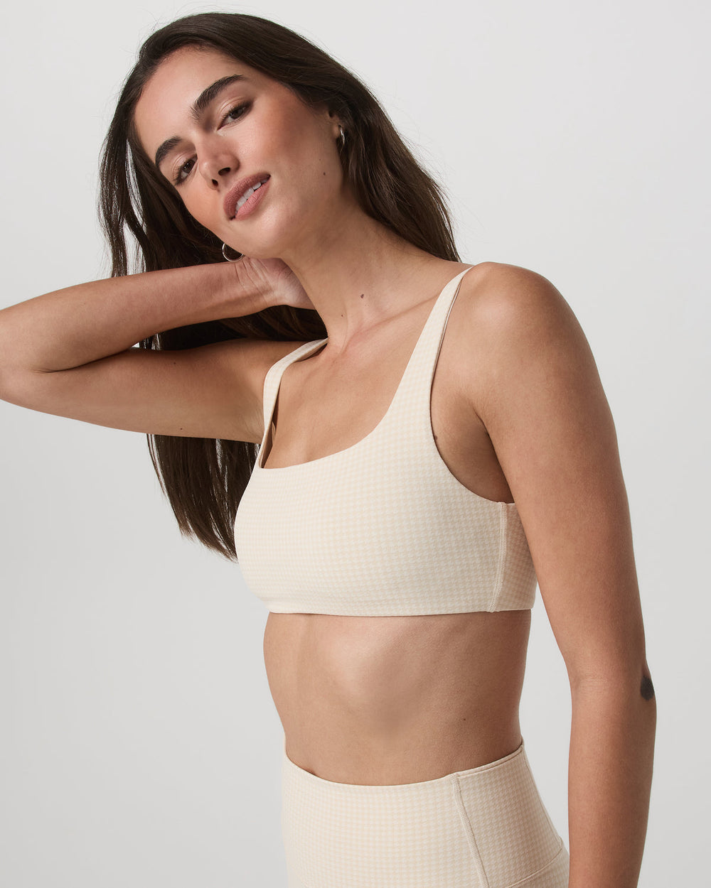 Vuori Micro Houndstooth Bra Women's Sports Bra in Natural