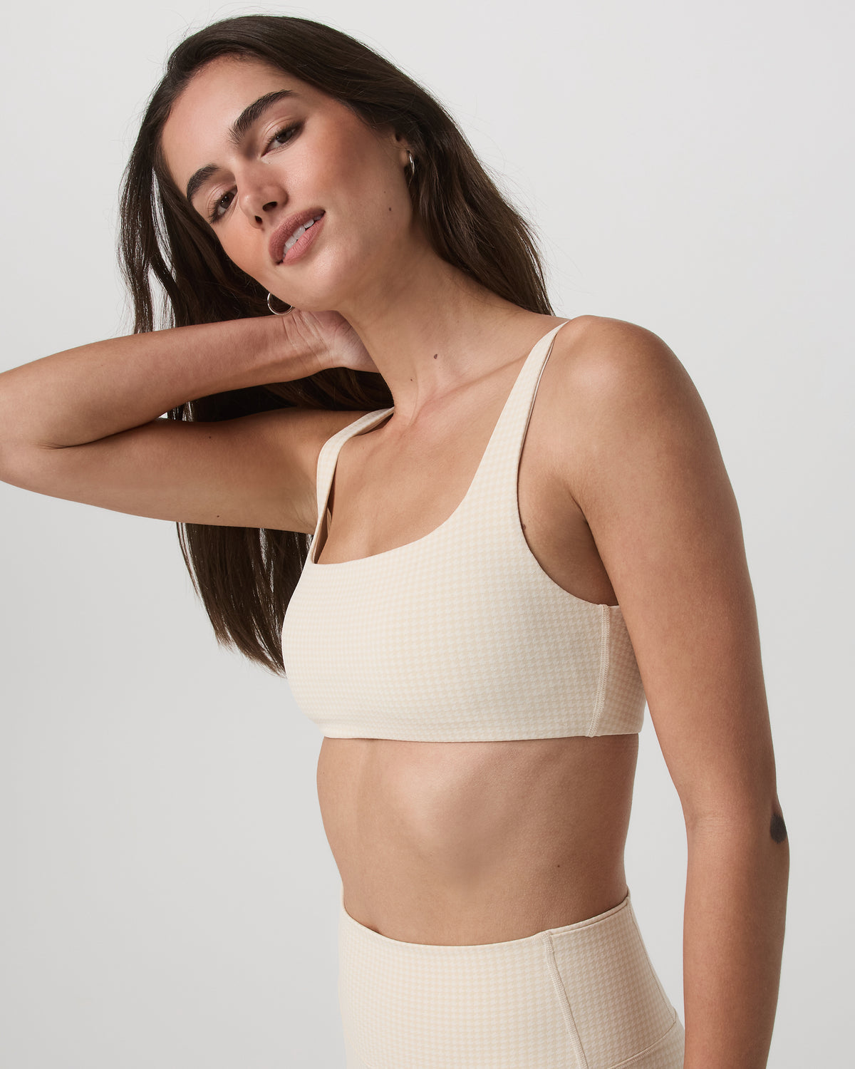 Vuori Micro Houndstooth Bra Women's Sports Bra in Natural