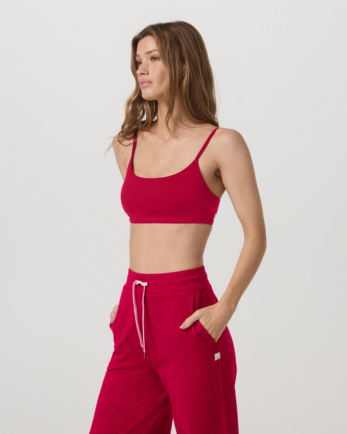 Vuori Halo Essential Bra Women's Strawberry Heather Sports Bra