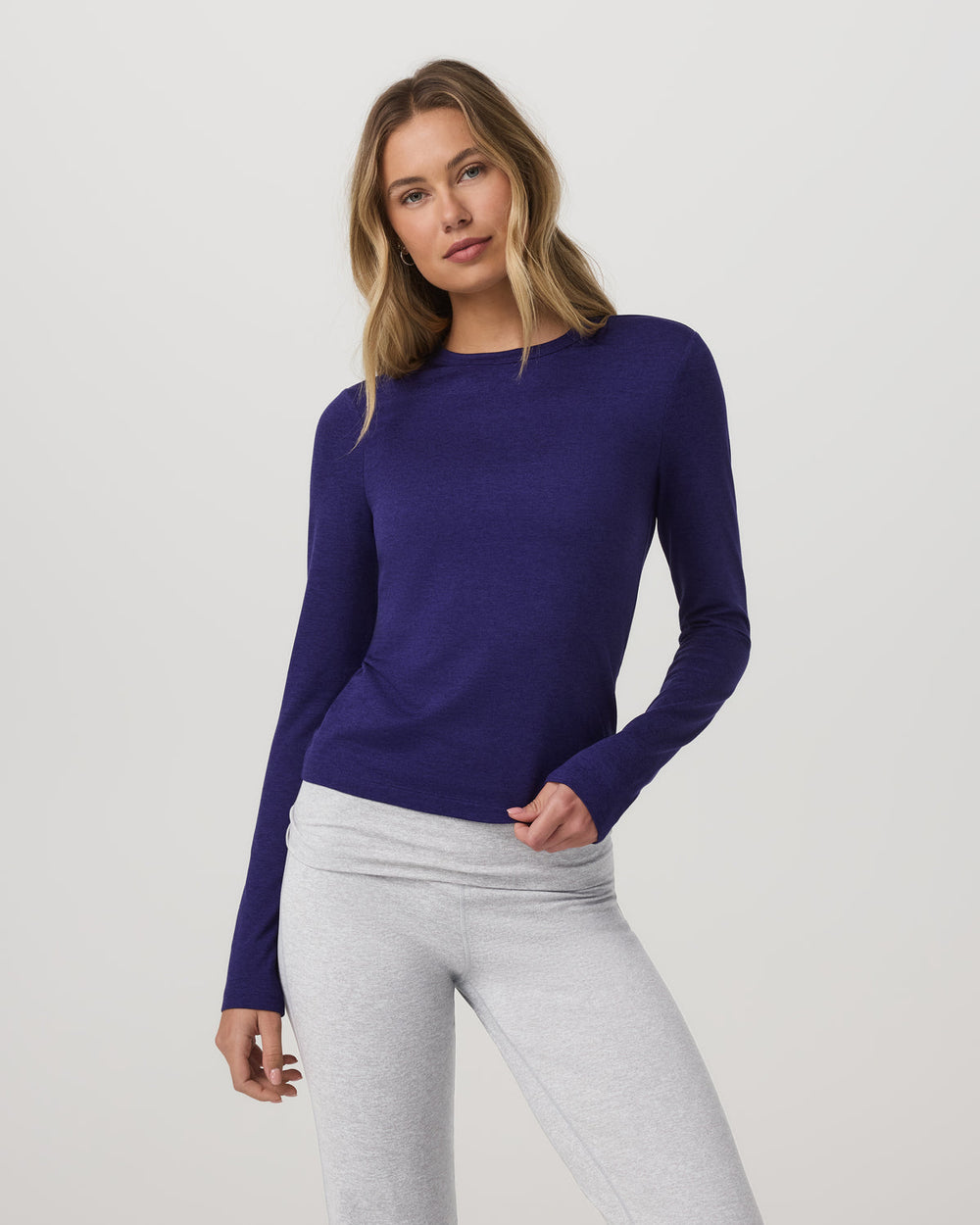 Vuori Long Sleeve Halo Essential Crew Tee Stellar Sky Heather
