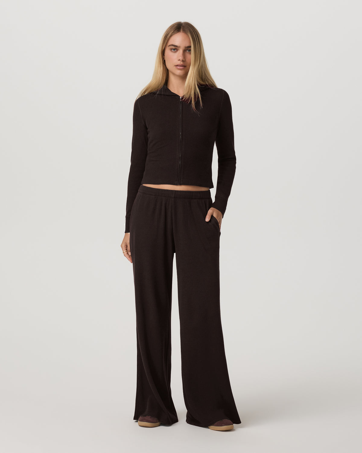 Vuori Waffle Wideleg Pant Women's Dark Java Waffle Knit Pants