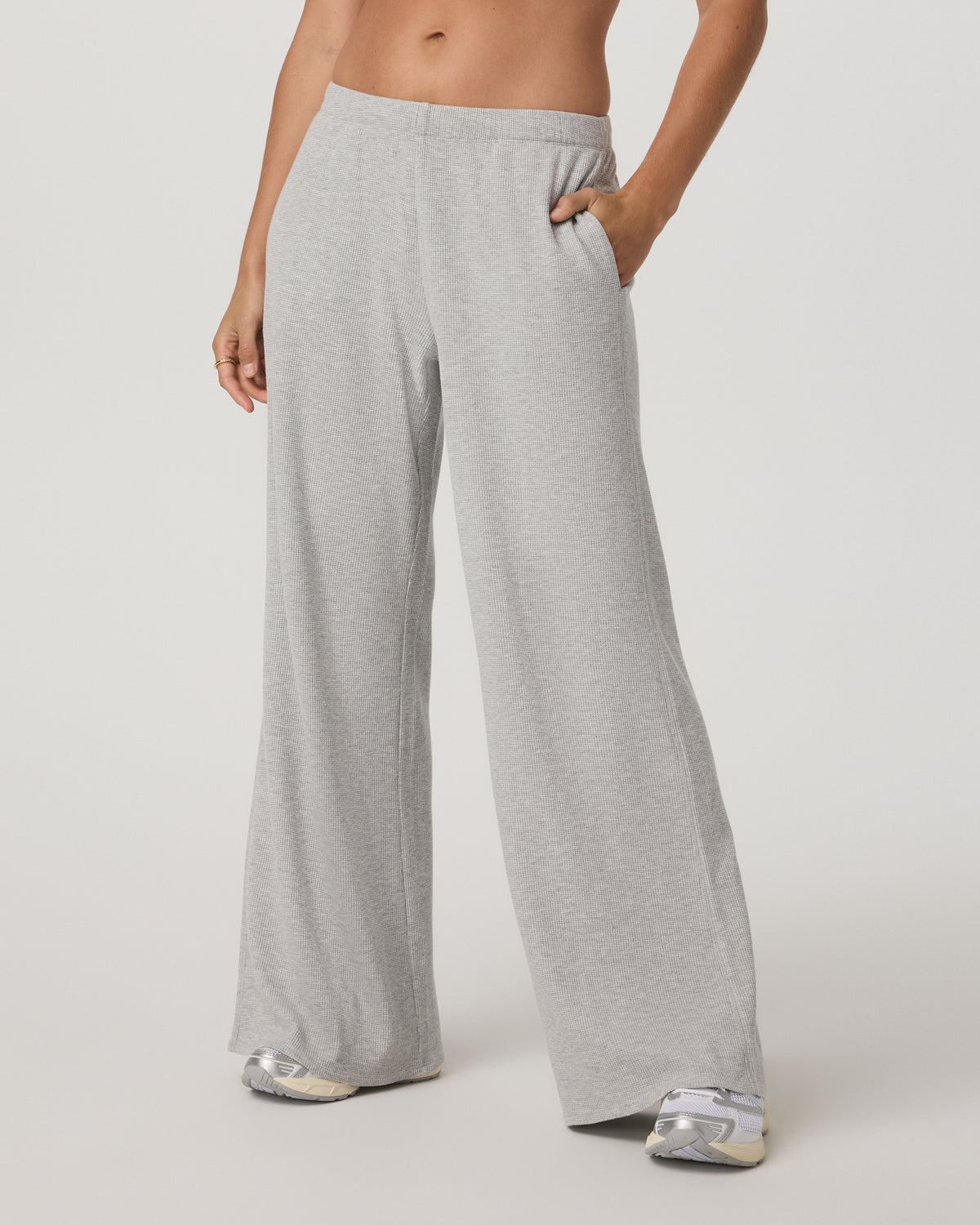 Vuori Waffle Wideleg Pant Women's Light Grey Waffle Knit Pants