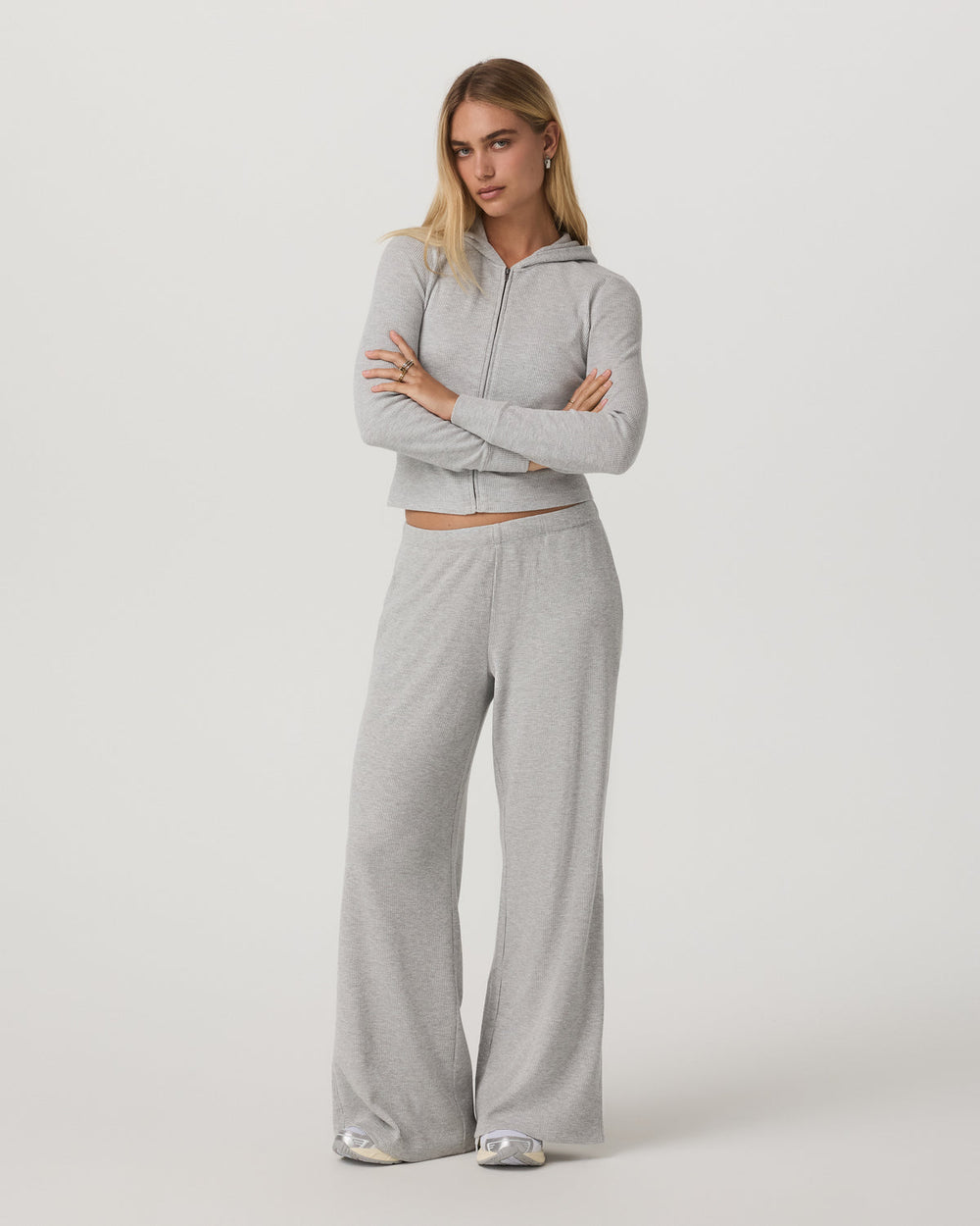 Vuori Waffle Wideleg Pant Women's Light Grey Waffle Knit Pants