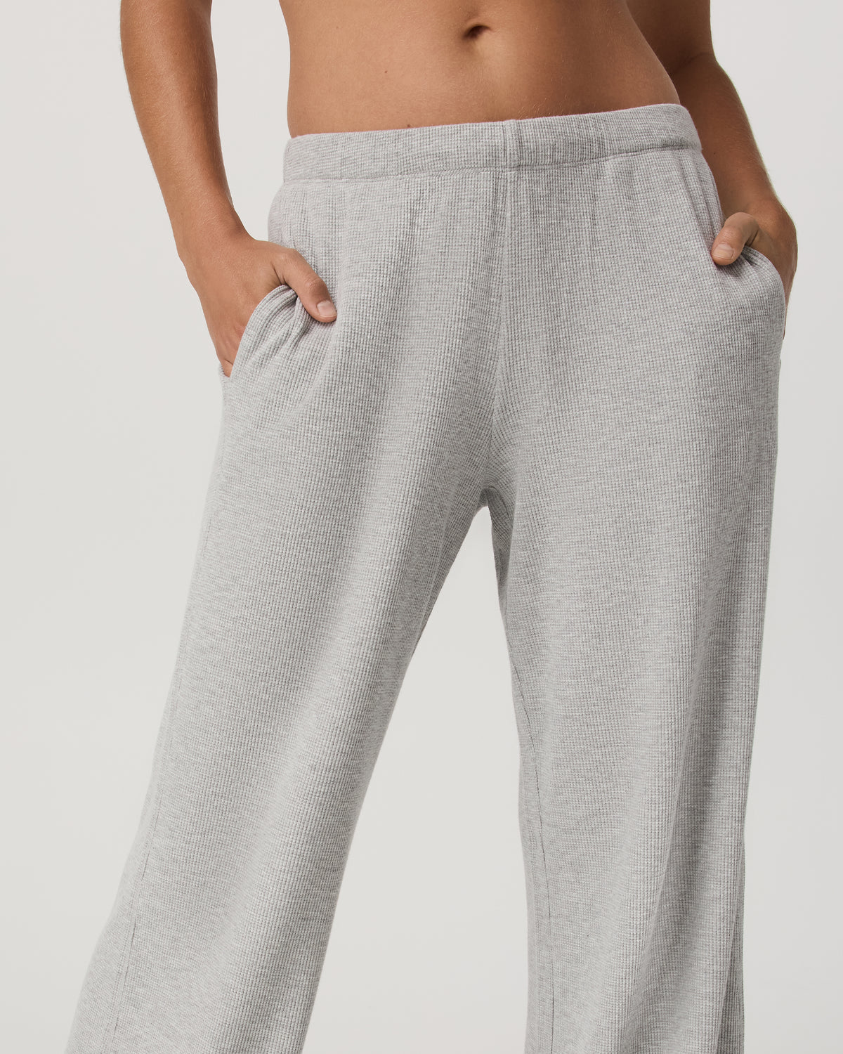 Vuori Waffle Wideleg Pant Women's Light Grey Waffle Knit Pants