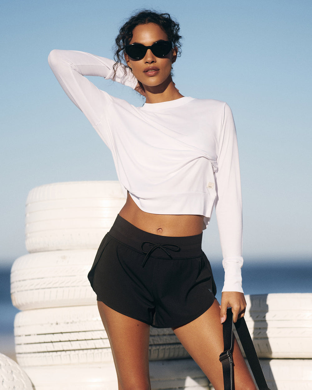 Vuori Daydream Crew White Lightweight Long-Sleeve Top