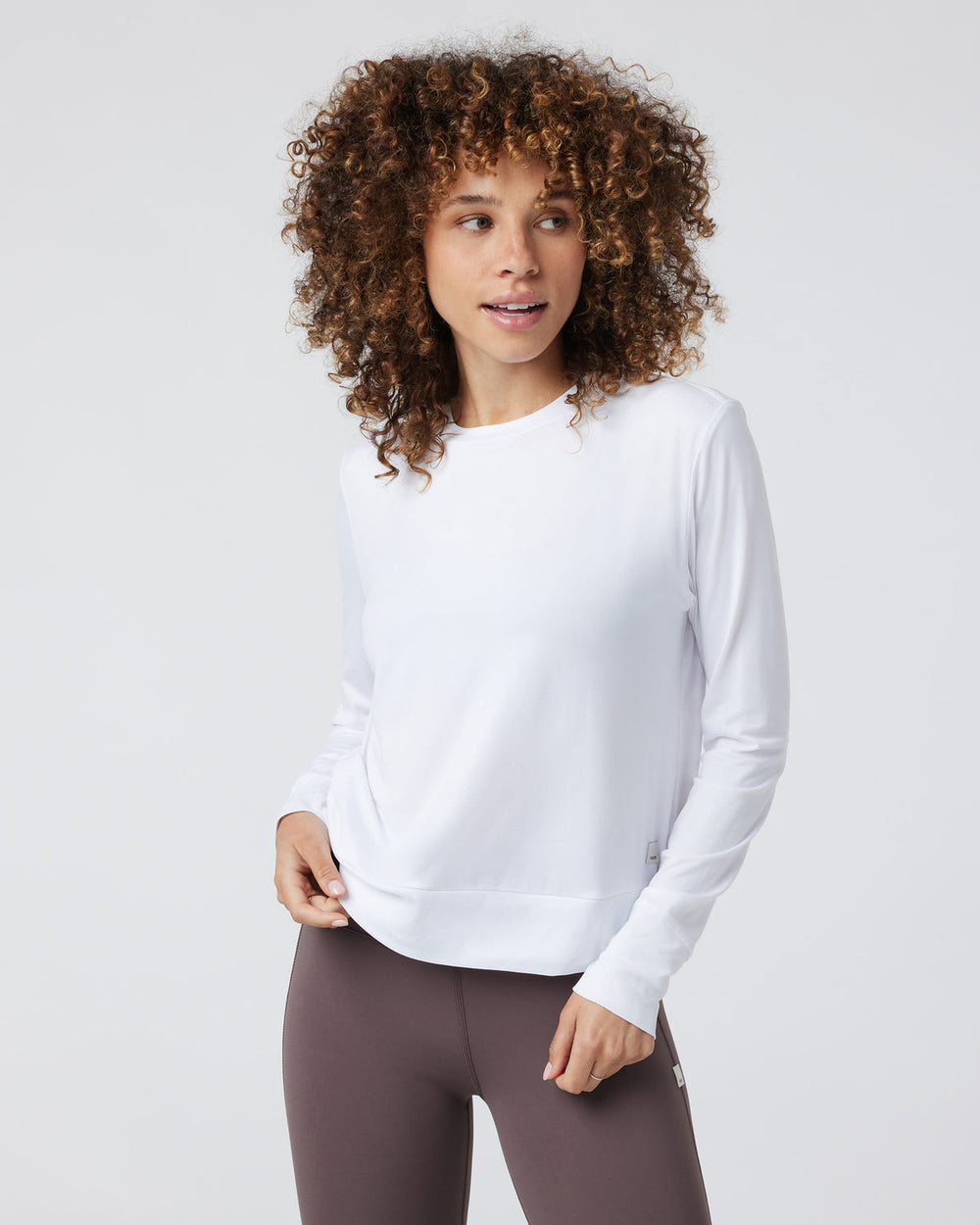 Vuori Daydream Crew White Lightweight Long-Sleeve Top