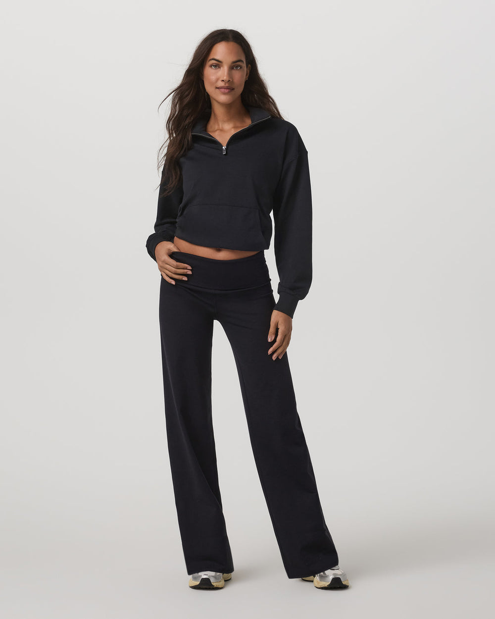 Vuori Granite Foldover Straight Leg Women's Black Heather Pant