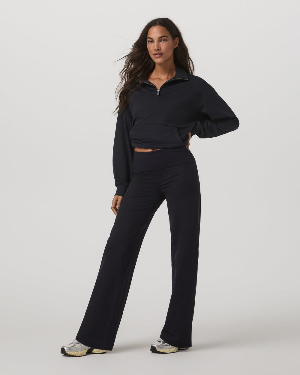 Vuori Granite Foldover Straight Leg Women's Black Heather Pant